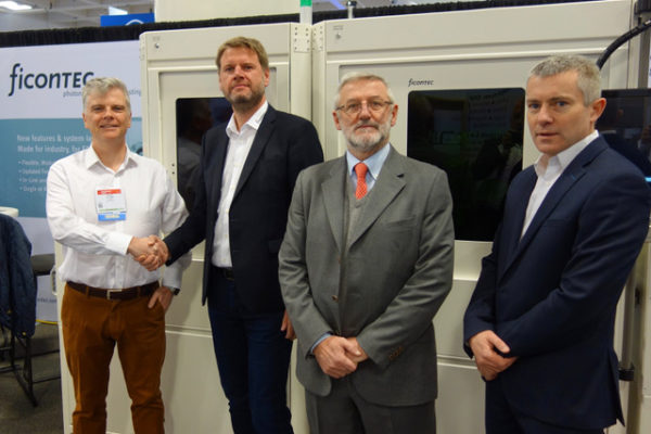 ficonTEC collaboration with Tyndall - Peter O’Brien, Head of Photonics Packaging, Tyndall and Director of PIXAPP, Torsten Vahrenkamp, CEO of ficonTEC, Ignazio Piacentini, Director of Business Development at ficonTEC and Patrick Morrissey, Head of Photonics Operations and IPIC Centre Manager